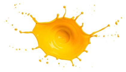 Vibrant, abstract burst of yellow liquid against a stark black background, splash
