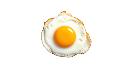 Overhead shot of a fried egg with a sunny-side-up yolk against a black backdrop