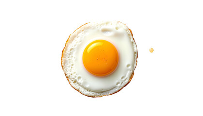A perfectly fried egg with a bright yellow yolk, set against a stark black background