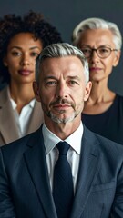 Confident Business Team Standing Together with Focus and Determination.