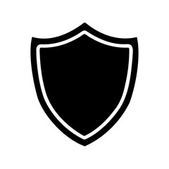 Simple Black Shield Icon with White Outline for Protection and Security