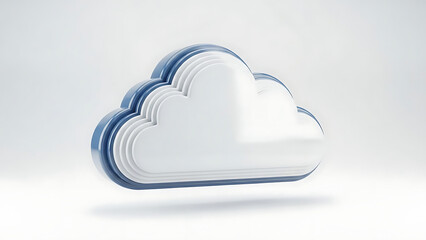 A blue 3d cloud computing icon represents a modern network server and data storage concept for business communication technology on a vector web design background