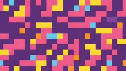 Abstract Colorful Pixelated Geometric Pattern with Purple Background