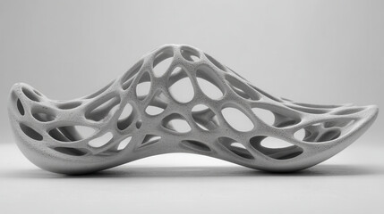 Fragment of a high-performance sports sole with an exposed lattice structure made of flexible foam against a white background