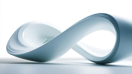 Futuristic abstract form resembling a continuous aerodynamic loop against a pure white background 
