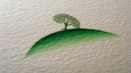 An artist shows how to draw a simple tree on a hill using colored pencils. The process is clear and easy to follow for anyone interested in learning art techniques