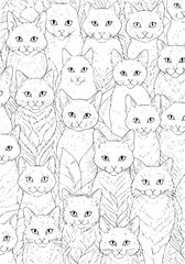 lots of cats. adult coloring book