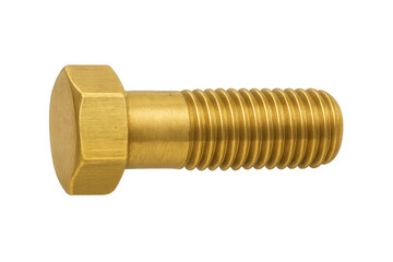 Brass hex head bolt with threaded shaft clipping path