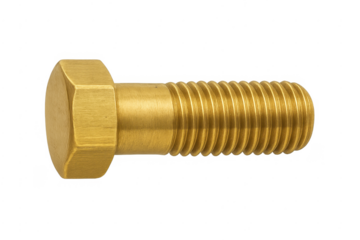 Brass hex head bolt with threaded shaft clipping path