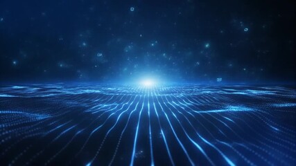 Abstract digital technology network with glowing blue data lines and particles (AI Generated) （和訳：光る青いデータラインと粒子を伴う抽象的なデジタルテクノロジーネットワーク） - Powered by Adobe