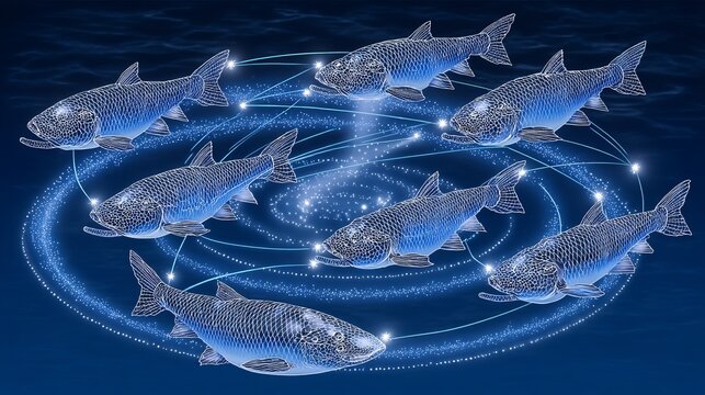 scientific concept image showing microplastics entering the food chain, illustrating how plastic pollution moves from water to marine life and eventually to humans. microplastics, pollution, 