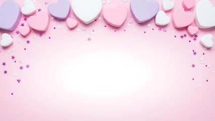Pastel hearts and confetti background