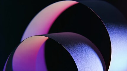 Abstract 3d render, iridescent, glossy, reflective metallic, organic curve wave in motion, gradient design element for banner, background, wallpaper.