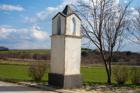 Roadside pillar dedicated to Saint John of Nepomuk (Jan Nepomucen). Imielin, Poland.