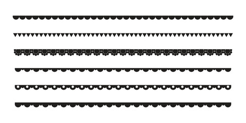 Scalloped edge border set. Decorative scalloped and pointed border lines set.