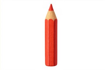 Red colored pencil on transparent background for drawing