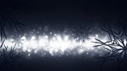 Abstract Winter Snowflakes and Bokeh Lights Background.