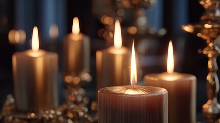 elegant holiday candles lit on Christmas Eve,