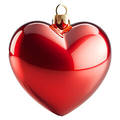 Glossy 3D Red Heart &ndash; High-Shine Love Symbol on Black Background
