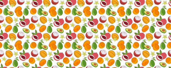 Exotic Fruits Seamless Pattern Background - 1