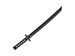 Naklejka premium Traditional Japanese Katana Sword Icon on Transparent Background