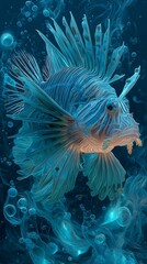 light artwork of a common lion fish