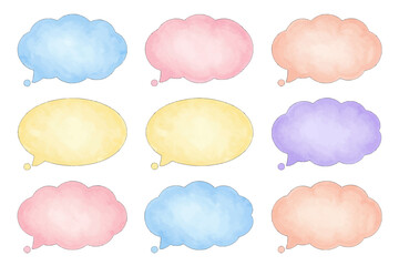 Set of colorful watercolor speech bubbles