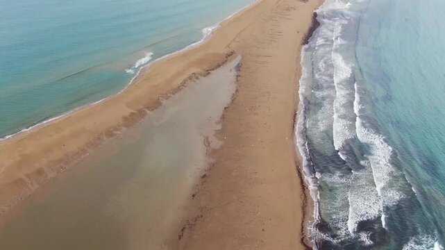 Aerial view of Prasonisi beach, conjunction of Mediterranean and Aegean seas
