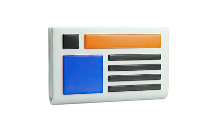 3D Rendered Newspaper Icon on White Background