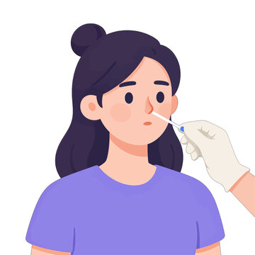Young woman undergoing a nasal swab test