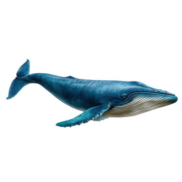 Blue whale swimming in dark water with detailed skin texture ocean marine image