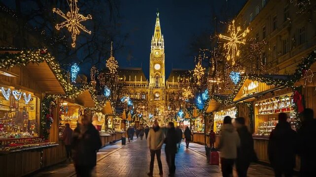 vienna austria market night rathaus city hall timelapse video