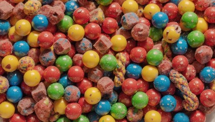 Colorful Cereal Mix - A Delightful Assortment of Flavored Spheres.