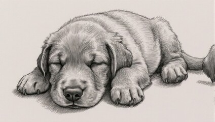 Adorable Labrador Puppy Sleeping Peacefully on a Light Background.