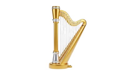 Golden Harp Isolated on White Background