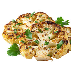 Flavorful roasted cauliflower steaks garnished with fresh parsley and aromatic spices