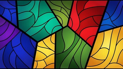 Vibrant abstract mosaic background with colorful swirling patterns in a stained glass style