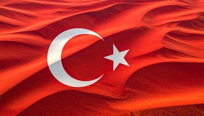 Turkish national flag with red field, white crescent open to right, and five-pointed star left of center
