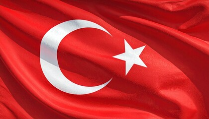 Turkish national flag with red field, white crescent open to right, and five-pointed star left of center