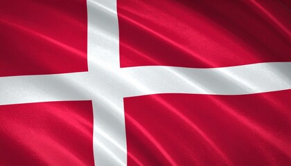 Danish national flag with red field and white Scandinavian cross shifted toward hoist side