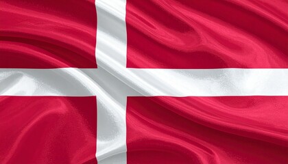 Danish national flag with red field and white Scandinavian cross shifted toward hoist side