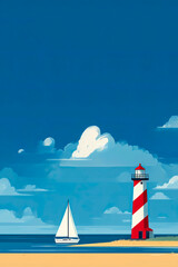 Sunny with clouds seaside landscape