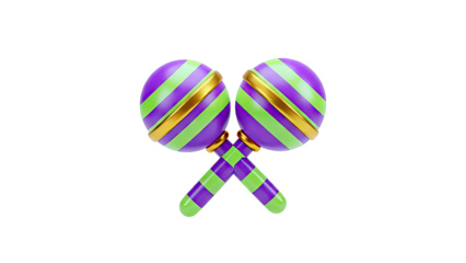 3D Rendered Pair of Striped Lollipops with Gold Bands