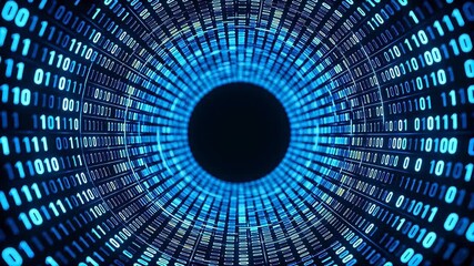 Digital binary code tunnel - Powered by Adobe