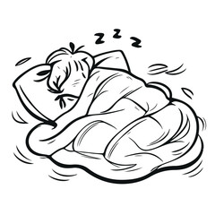 Cozy Peaceful Sleep Curled Up Illustration