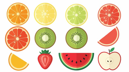 Minimalist Colorful Hand-Drawn Fruit Illustration Collection
