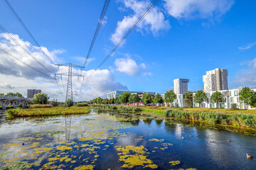 High buildings and water in the residential district Nesselande in Rotterdam