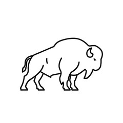Minimalist Line Drawing of a Bison for Nature and Wildlife Illustration