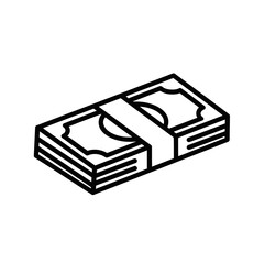 Simple Black and White Illustration of a Stack of Money Bundles for Financial and Banking Concepts