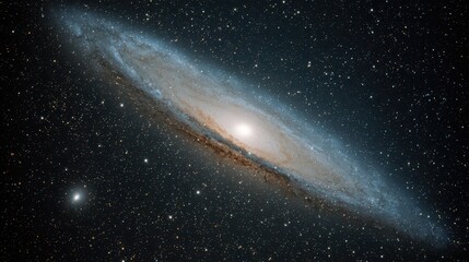 Fototapeta premium Detailed View of Andromeda Galaxy with Dense Star Field on Black Background